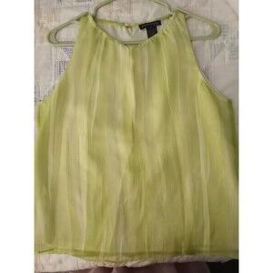 KENNETH COLE NY Green Semi-Sheer Layered Flowy Organza Tank Blouse Top Size 10